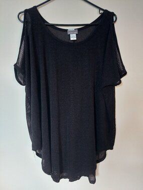 Jordan Taylor Black Tunic Cover Up Sheer Swimsuit Pullover Size Small Oversized
